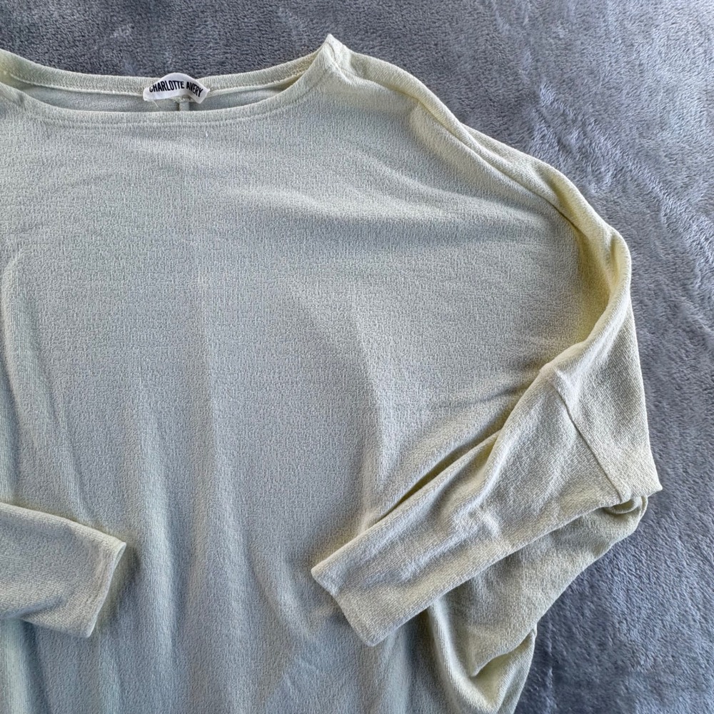 Charlotte Avery Knit Poncho Sweater Womens OS Beige Minimalist Boho Soft - Picture 2 of 10
